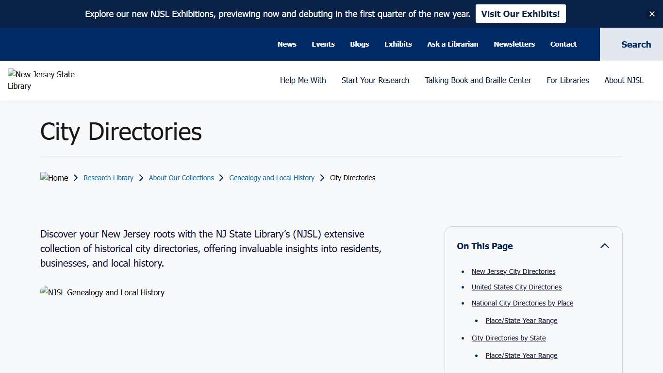 City Directories Research Library NJ State Library